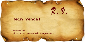 Rein Vencel névjegykártya